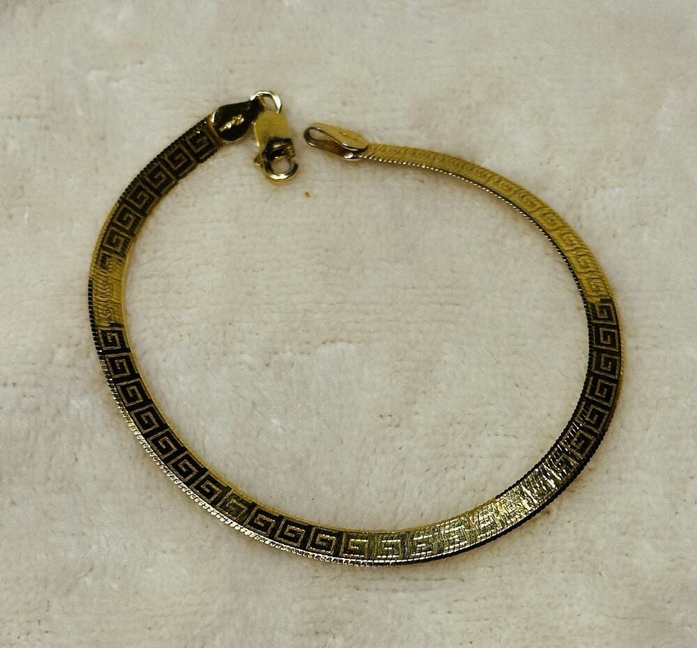 Tortolani Sterling Silver Bracelet Signed .925 Itlay Vtg Gold Tone Herringbone